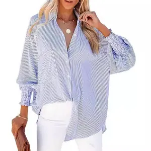 Casual Office Chic Women Stripe Long Sleeve Loose Cardigan