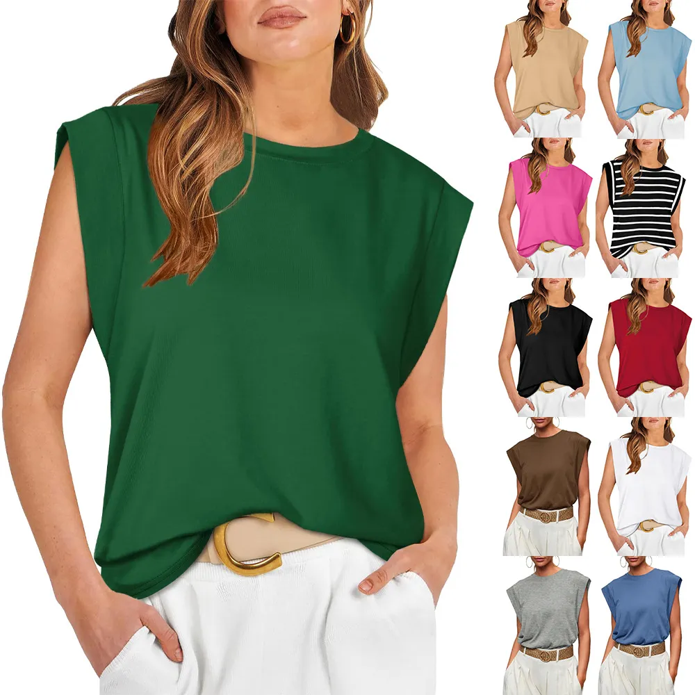 Summer Women Casual Loose Solid Color T-Shirt