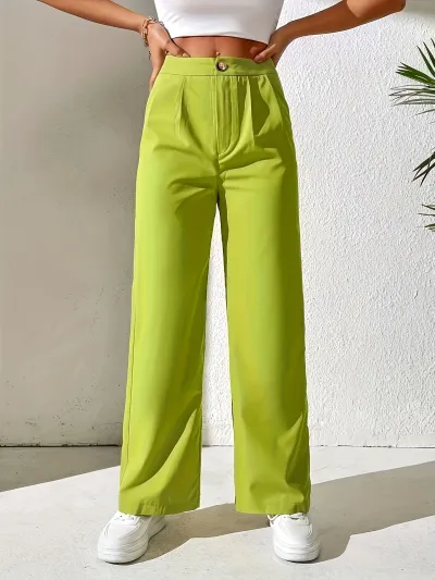 Women Fashion Casual High Waist Draping Loose Straight Pants