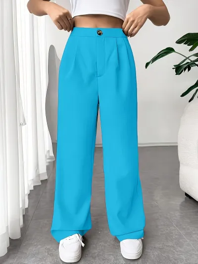 Women Fashion Casual High Waist Draping Loose Straight Pants