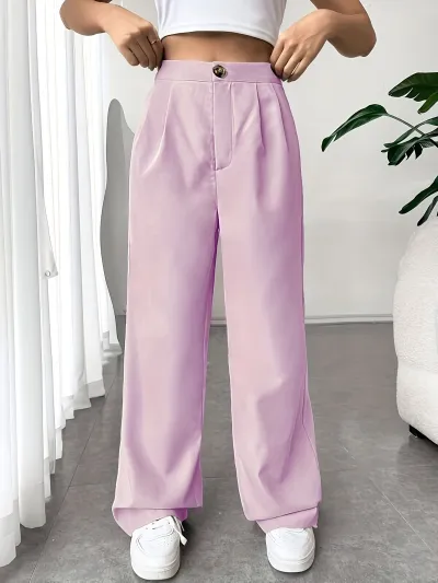 Women Fashion Casual High Waist Draping Loose Straight Pants
