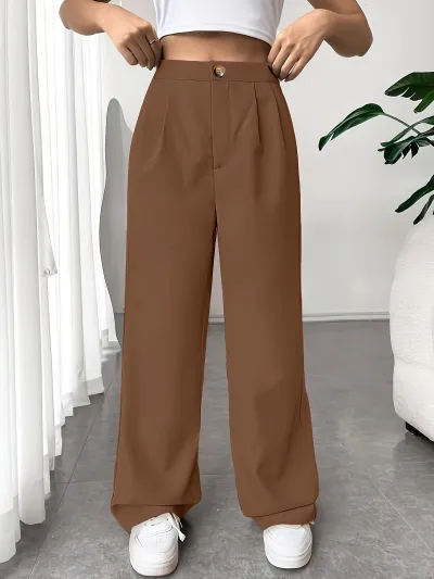 Women Fashion Casual High Waist Draping Loose Straight Pants