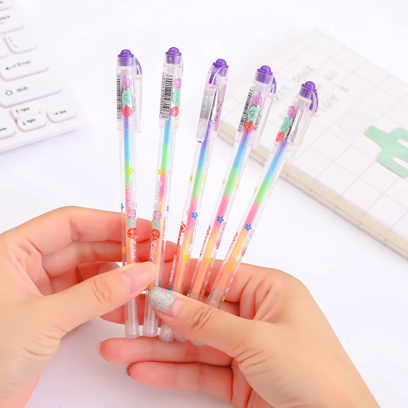 Simple 6 Color In One Plastic Highlighter Student Stationery Pens
