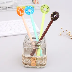 Creative Cute Cartoon Donut Gel Pen 0.5mm Plastic 4 Colors 18.5cm Long