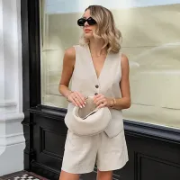 Women Print Round Neck Sleeveless Short Vest Top And Slim Fit Hip Skirt Two Pieces Suit