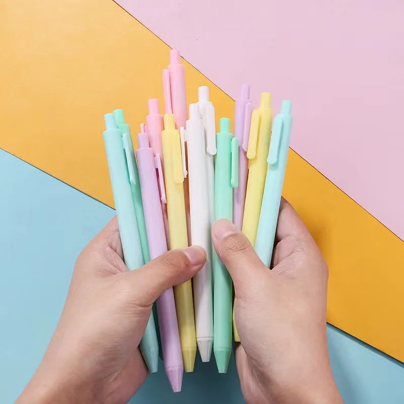 Candy Color Press Gel Pen for Student Stationery 0.5mm Fine Point