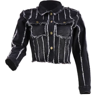 Women's Street Denim Jacket Long Sleeve Sanding