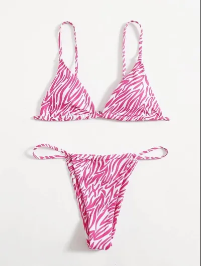 Summer Women Sexy Stripe Print Bikini Swimwear Set