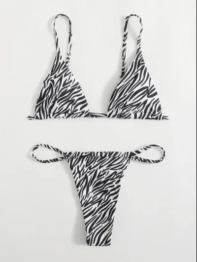 Summer Women Sexy Stripe Print Bikini Swimwear Set