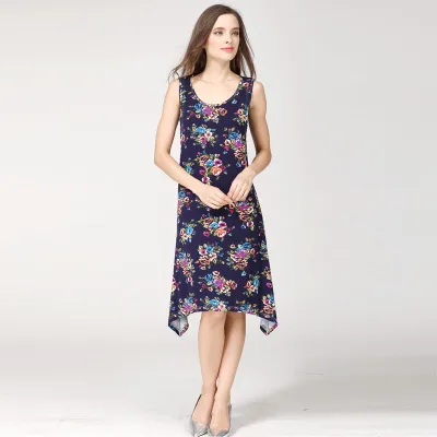 Summer Maternity Breastfeeding Dress Loose Floral Printed Sleeveless