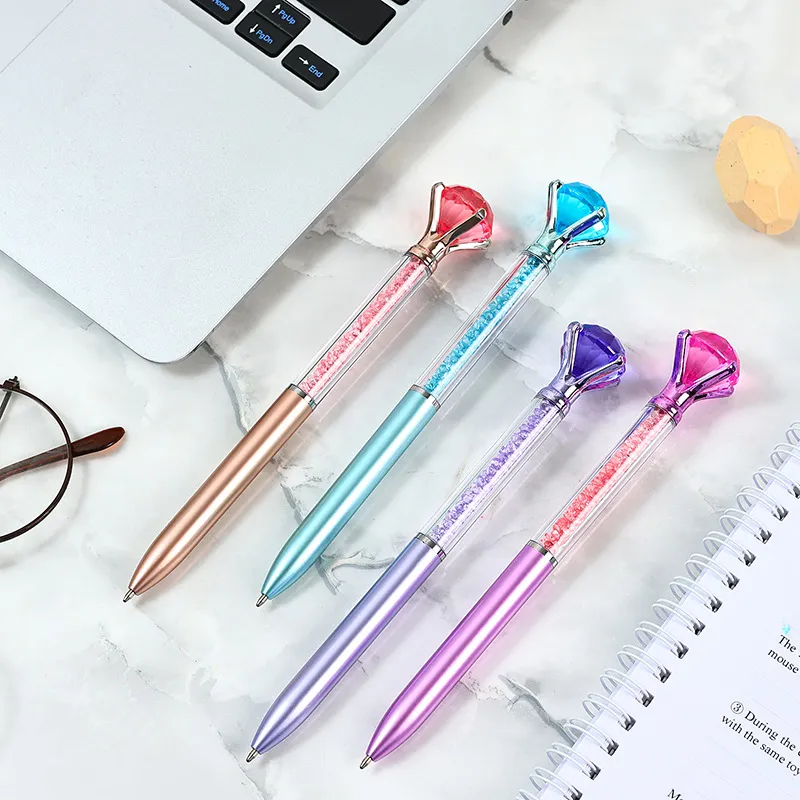 Simple Creative Large Diamond Plastic Ballpoint Pen Student Stationery Swivel