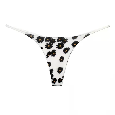 Women Fashion Sexy Low Waist Double Layer Hollow Leopard Green Leaf Printed Thong