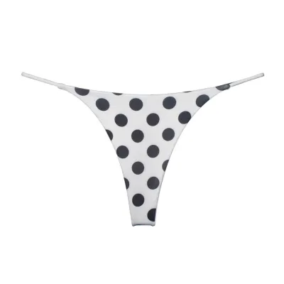 Women Fashion Sexy Low Waist Double Layer Hollow Leopard Green Leaf Printed Thong