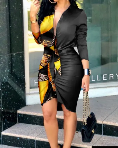 Summer Women V-Neck Lace-Up Plaid Print Shirt Dress