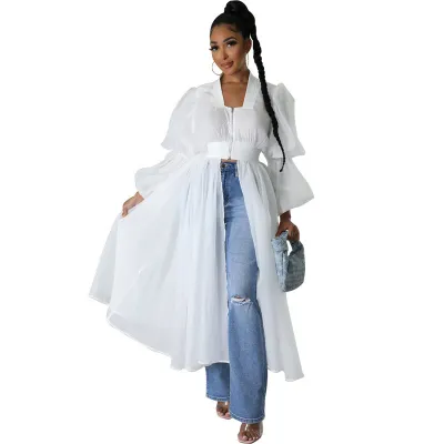 Women Chiffon Long Sleeve Sling Style Blouse