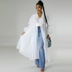 Women Chiffon Long Sleeve Sling Style Blouse