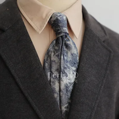 Retro 8cm Men Casual Dress Navy Blue Green Brown Pattern Formal Tie