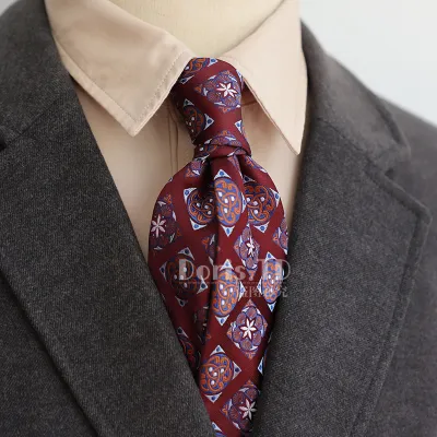 Retro 8cm Men Casual Dress Navy Blue Green Brown Pattern Formal Tie
