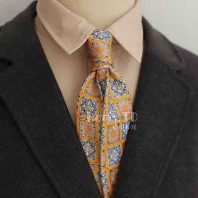 Retro 8cm Men Casual Dress Navy Blue Green Brown Pattern Formal Tie