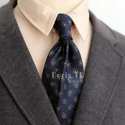 Retro 8cm Men Casual Dress Navy Blue Green Brown Pattern Formal Tie