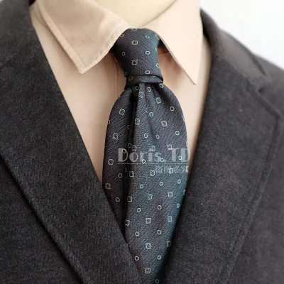 Retro 8cm Men Casual Dress Navy Blue Green Brown Pattern Formal Tie