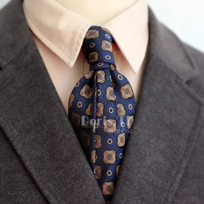 Retro 8cm Men Casual Dress Navy Blue Green Brown Pattern Formal Tie