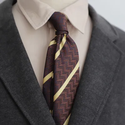 Retro 8cm Men Casual Dress Navy Blue Green Brown Pattern Formal Tie