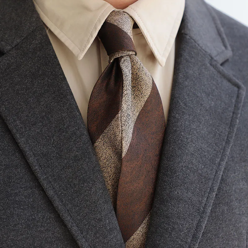 Naples Arrow Pattern 8cm Stripe Twill Polyester Business Italian Fashion Tie for Men