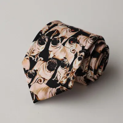 Vintage Style Floral Cat Printed Silk Tie - Trendy Men's Necktie