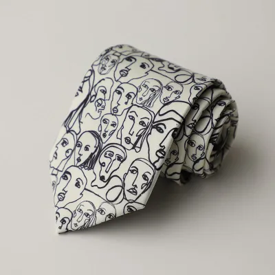 Vintage Style Floral Cat Printed Silk Tie - Trendy Men's Necktie