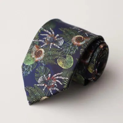 Vintage Style Floral Cat Printed Silk Tie - Trendy Men's Necktie