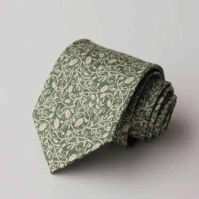 Vintage Style Floral Cat Printed Silk Tie - Trendy Men's Necktie