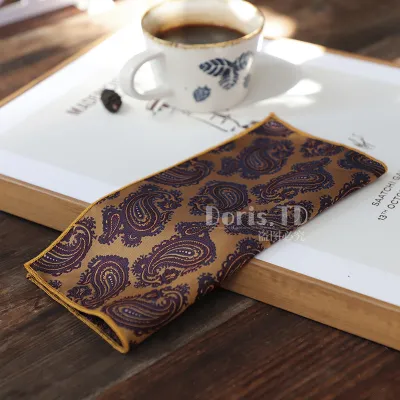 Men Vintage Polyester Filament Jacquard Pocket Square