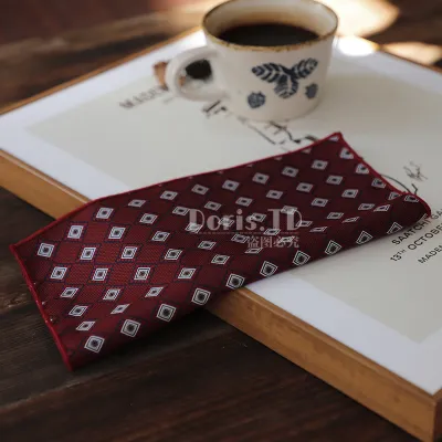 Men Vintage Polyester Filament Jacquard Pocket Square