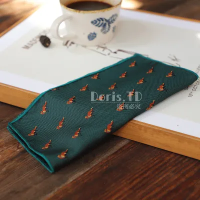 Men Vintage Polyester Filament Jacquard Pocket Square