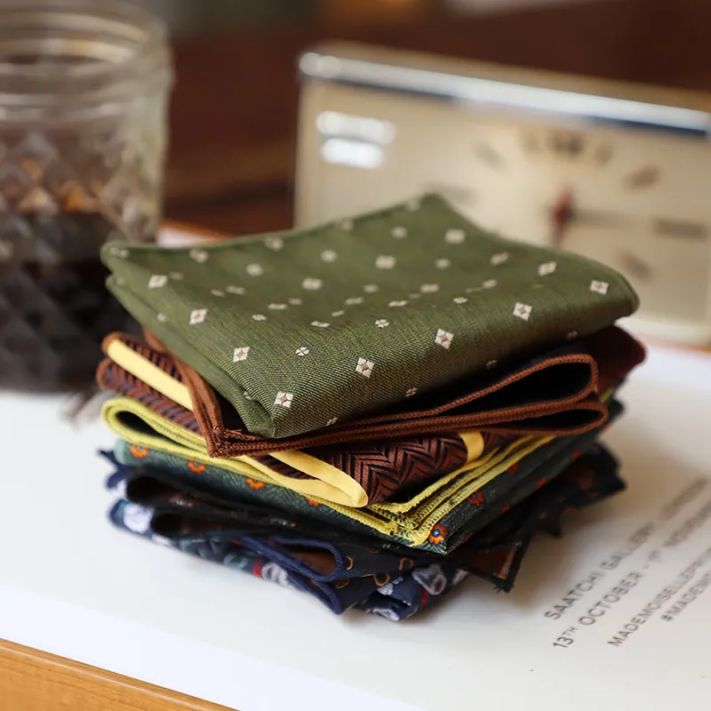 Men Vintage Polyester Filament Jacquard Pocket Square