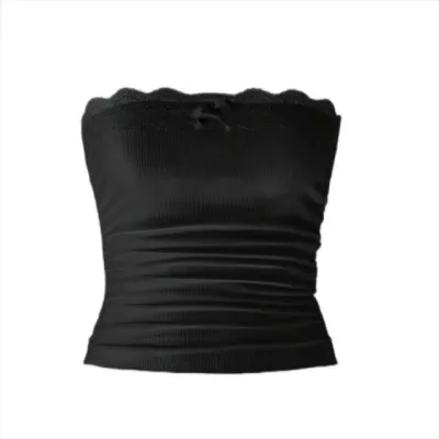 Women Lace Strapless Y2k Summer Tube Top Shorts Set