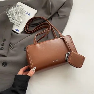 Vintage Solid Color Zipper PU Underarm Bag Street Trend Shoulder Bag