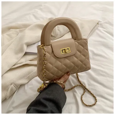 Simple Urban Simplicity Solid Color PU Chain Shoulder Bag
