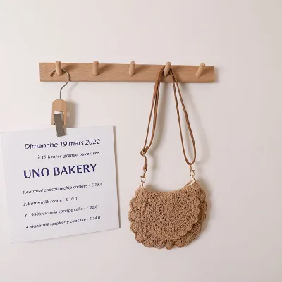 Bohemian Casual Woven Cotton Shoulder Bag with Magnetic Buckle