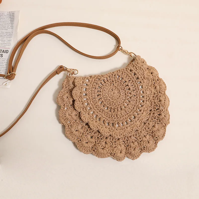 Bohemian Casual Woven Cotton Shoulder Bag with Magnetic Buckle