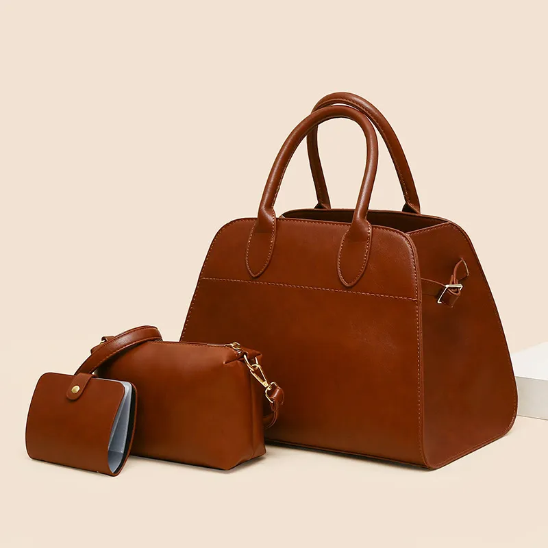Urban Simplicity PU Large Capacity Child-Mother Bag Three Piece Set Handbag