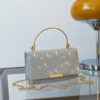 Women's Street Trend Thin Flap Square Chain Crossbody Bag - PU Small Summer Bag