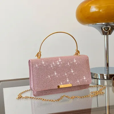Women's Street Trend Thin Flap Square Chain Crossbody Bag - PU Small Summer Bag