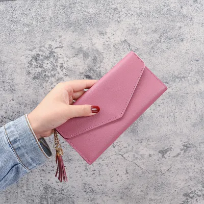 Simple Solid Color Multi-Function Litchi Wallet