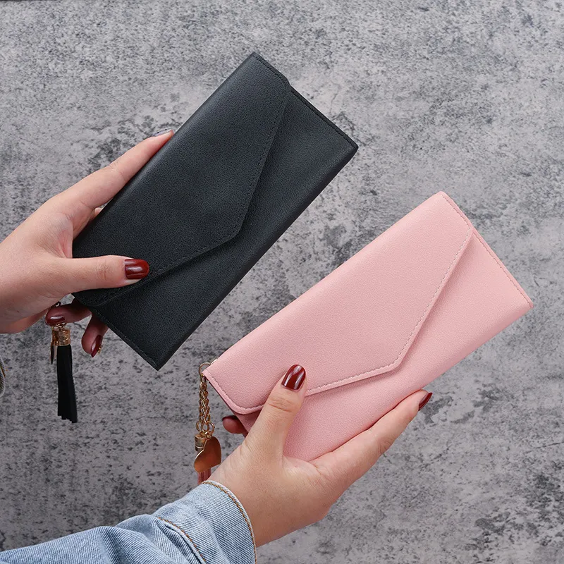 Simple Solid Color Multi-Function Litchi Wallet