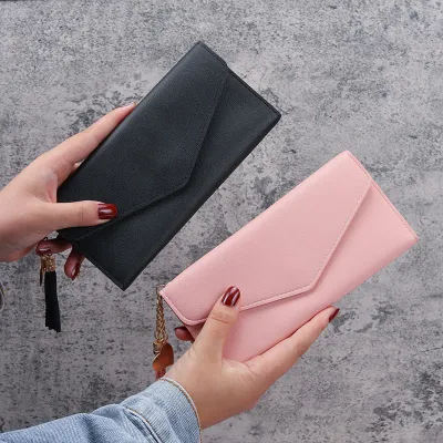 Simple Solid Color Multi-Function Litchi Pattern Wallet