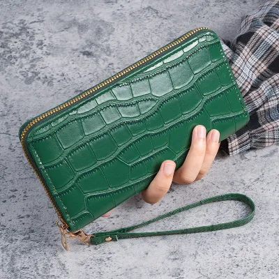Fashion Crocodile Multi-Function Zipper Wallet with Plaid Pattern