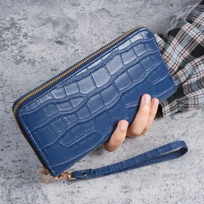 Fashion Crocodile Multi-Function Zipper Wallet with Plaid Pattern