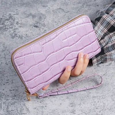 Fashion Crocodile Multi-Function Zipper Wallet with Plaid Pattern